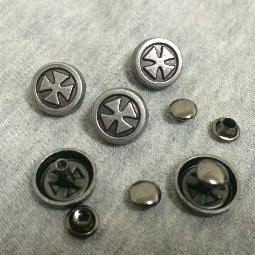DIY 50PCS 12MM Antique Silver Round Cross Studs Rivet Punk Studs Spike Shoes font b Belt