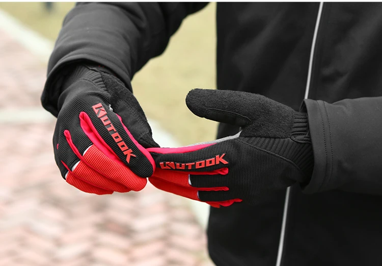 KUTOOK Для Мужчин велосипедные перчатки Для женщин полный палец MTB дорожный велосипед перчатки Сенсорный экран Спорт на открытом воздухе