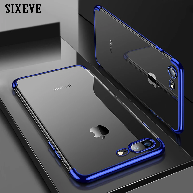 

Plating Frame Phone Case For iPhone Xs Max XR X 10 iPhone 8 7 6 s 6s Plus 6Plus 6sPlus 7Plus 8Plus Silicone Soft Clear TPU Cover