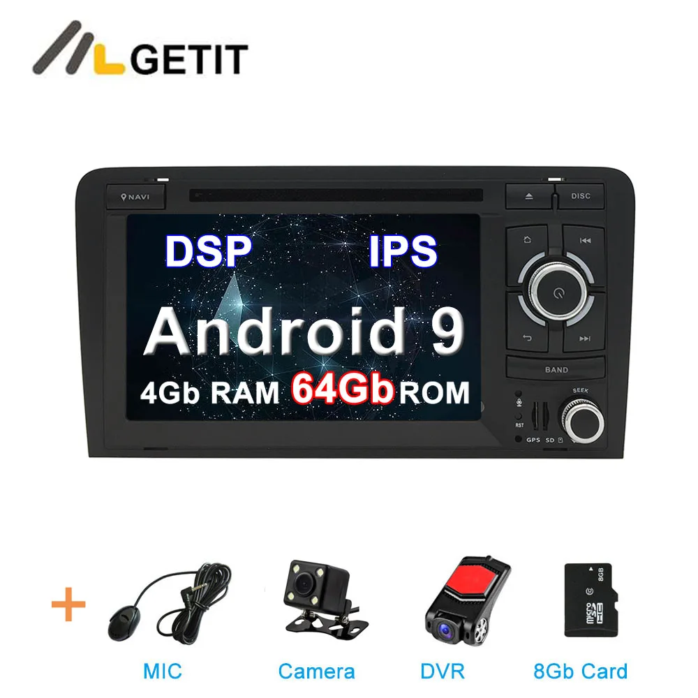 

64G ROM DSP Android 9.0 Car DVD Stereo Multimedia Player for Audi A3 8P S3 RS3 Sportback with WiFi BT GPS Radio