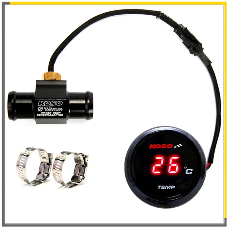 

Motorcycle KOSO Ultra-Thin Round Water Temperature Meter sensor Universal Thermometer Instruments Digital Display Gauge Meter