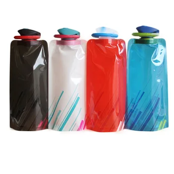 

Fashion 700ml Reusable Foldable Flexible Water Bottle Bag Camping Hiking Tool Soft Flask Squeeze Drinking Water Pouch