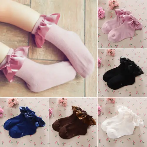 Брендовые нескользящие носки для девочек кружевные носки с оборками для маленьких принцесс для маленьких девочек, летние носки для детей 0-8 лет