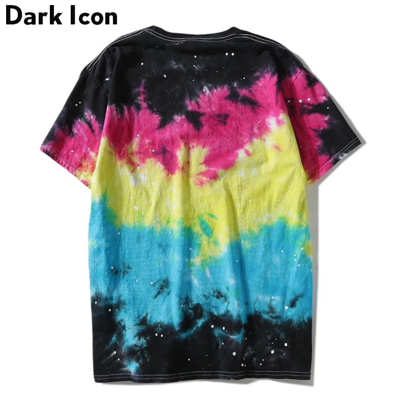 DARK ICON Colortone Tie Dye Crew Neck Hipster Men's T-shirt Short Sleeve 2019 Summer Casual Tshirt Men Tee Shirts Man Clothing