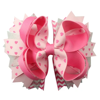 

Adogirl Fashion Bowknot Barrette Girls Headwear Ribbon Bow Hair Clips For Women Hairpins Hairclips For Valentine's Day 5 Inch