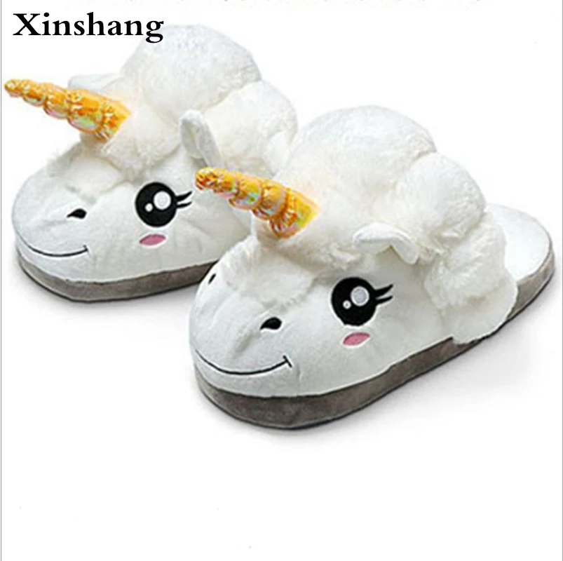 

New Winter Indoor Slippers Plush Home Shoes Unicorn Slippers for Grown Ups Unisex Warm Home Slippers Shoes