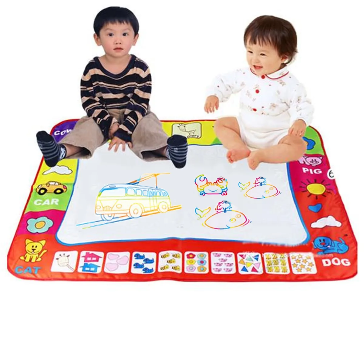 

Hot Style 80*60 cm Water Drawing Painting Writing Mat with Doodle Magic Pens for Children Kids Developmental Intelligence Crafts