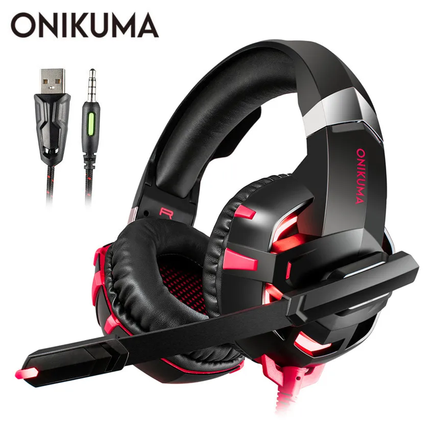 ONIKUMA K2 7 1 объемный звук USB игровая гарнитура шлем Проводная PS4 Xbox One головные уборы