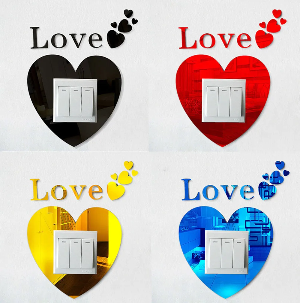 Buy Love heart Switch Stickers DIY 3D Acrylic Crystal