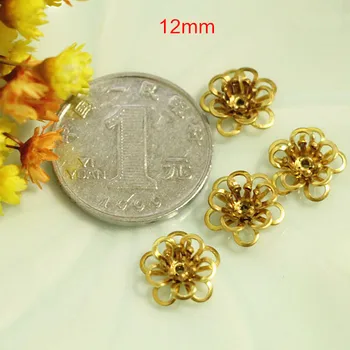 

Free Shipping - 30 pcs of 12mm 3 layer Small Bead Caps,Made of Brass,Brass Findings For DIY Earrings,Charms,Hair Accessories