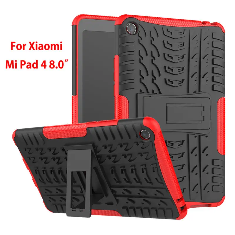 Чехол для Xiaomi mi Pad 4 mi pad4, 8,0 дюймов, сверхпрочный чехол 2 в 1, гибридный прочный Чехол-подставка для планшета - Цвет: Red