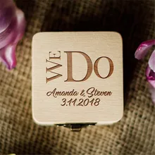 Винтажная деревенская деревянная коробка для хранения ювелирных изделий и колец Персонализированная Свадьба мы делаем кольцо коробка держатель пользовательское кольцо шкатулка