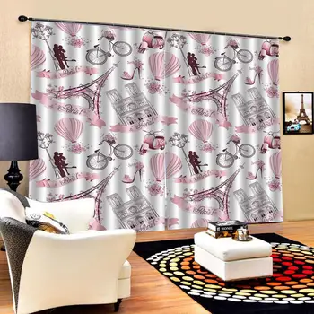 

romantic tower curtains pink curtain Luxury 3D Window Curtains Living Room wedding bedroom