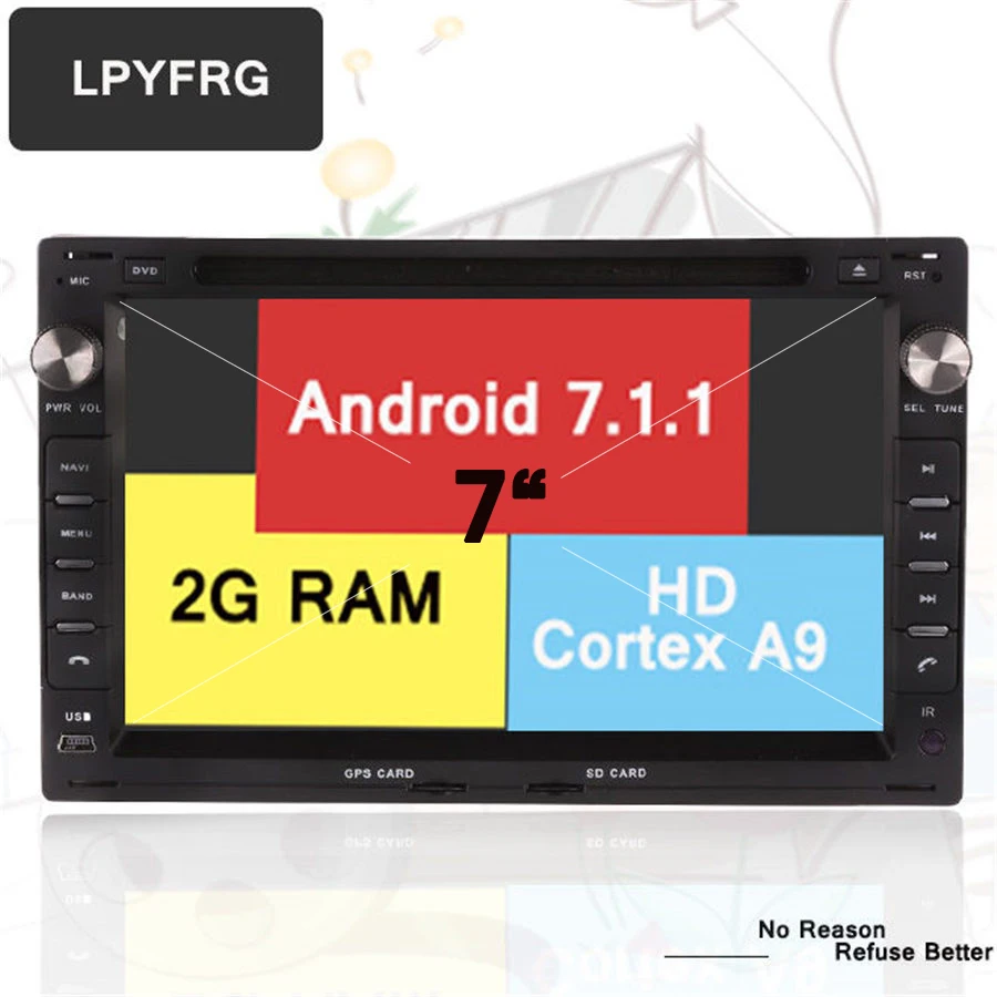 Best 1024*600 2GB RAM Android 7.1 Car DVD GPS For VW Glof Bora Passat Mk5 Golf Mk4 Polo Jetta Seat Bluetooth Radio Disc Player 2 DIN 0