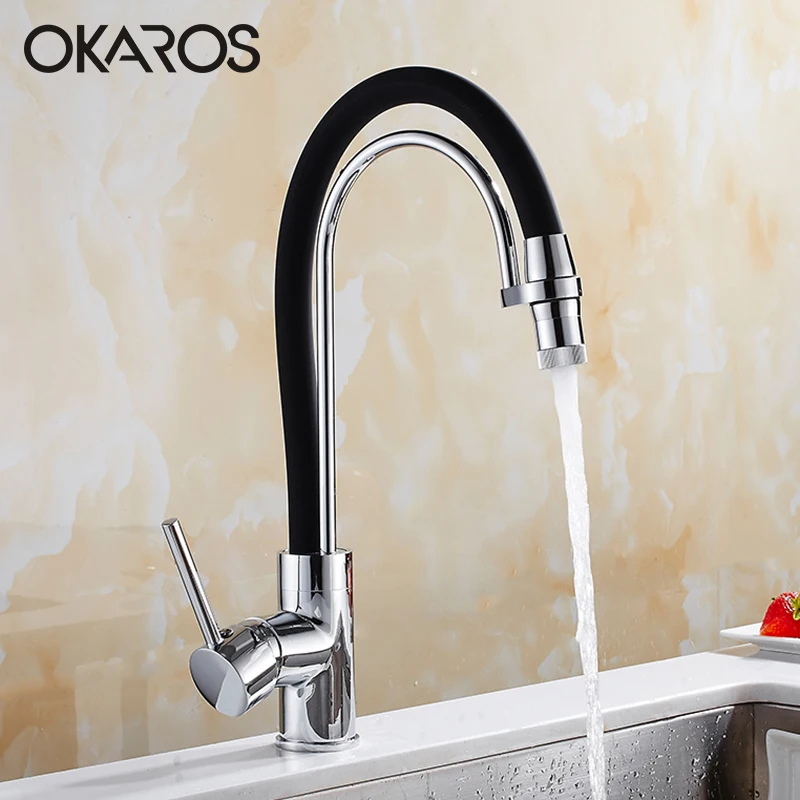 OKAROS Однорычажный выдвижной кухонный кран для холодной и горячей воды раковины