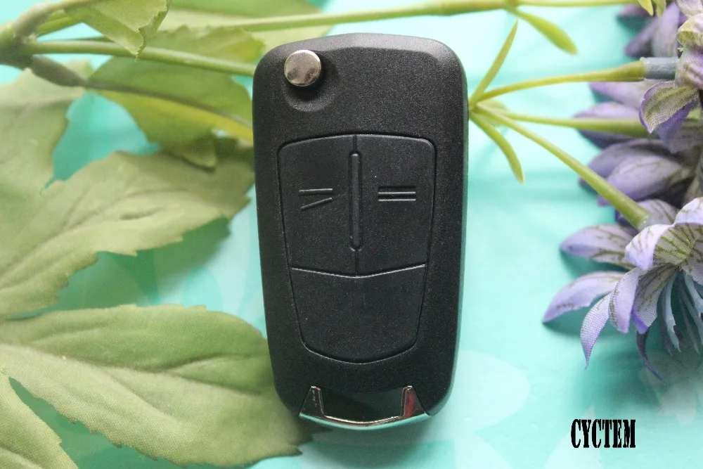 

CYCTEM Uncut 2 Buttons Flip Folding Remote Key Shell Fob Case Blank Cover With Battery Clip HU100 Blade Fit For Opel