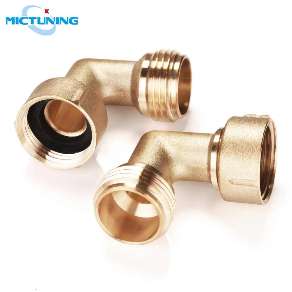 

MICTUNING 2pcs High Quality 90 Degree Brass Hose Elbow 3/4-11.5NH Universal for RV Outdoor Tap Washing Machine Outdoor Faucets