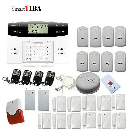 

SmartYIBA Home Alarm Security GSM SMS Alarm Kits With Flashing Siren Panic Button Alert Shock Sensor Alarm System For Home