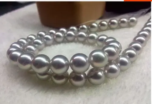 

>>> >>>stunning11-12mm perfect round south sea silver grey pearl necklace 17inch