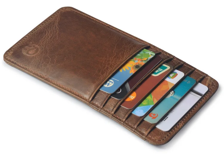 

Fashion Style New Ultra-thin Card Holder Mini wallets small Genuine Leather purse real leather Card Case With many Slots