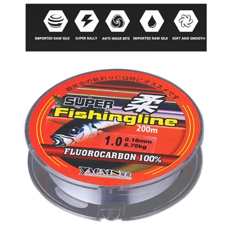 

Profession Fishing Line Super Strong Japanese 200m 100% Nylon Transparent Fluorocarbon Fishing Tackle Not Fishing Accessories