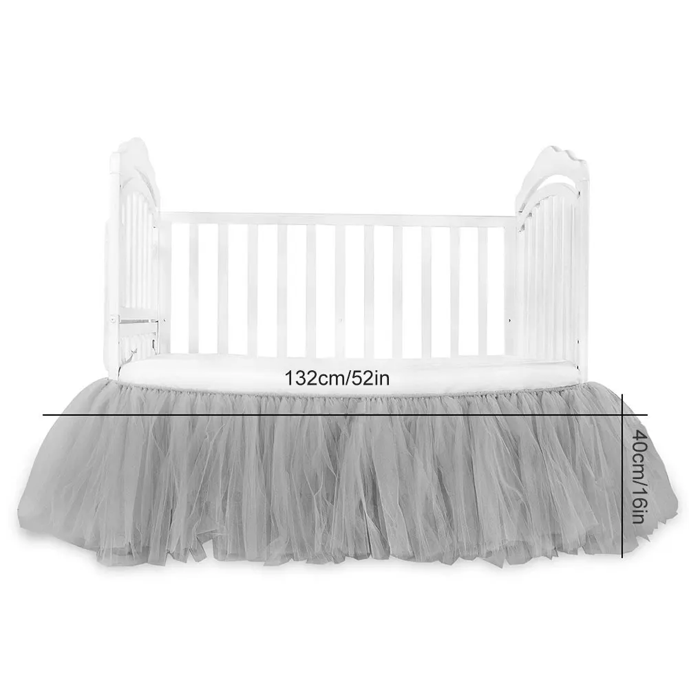 Ruffled Юбка для детской кроватки Детская кровать юбка украшения Тюлевая кружевная детская комната спальный постельные принадлежности юбки