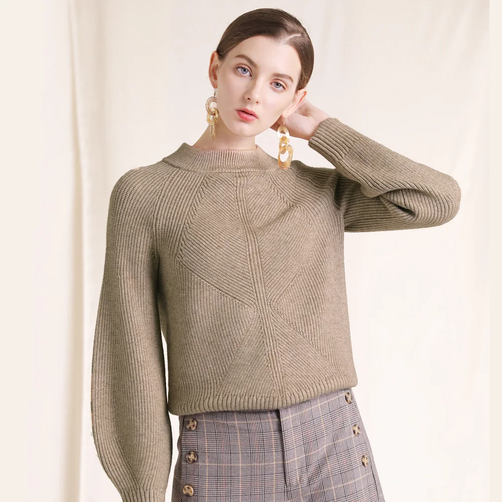 Solid elastic knit loose pullovers sweater 2018 new o-neck women autumn winter basic long sleeve sweater