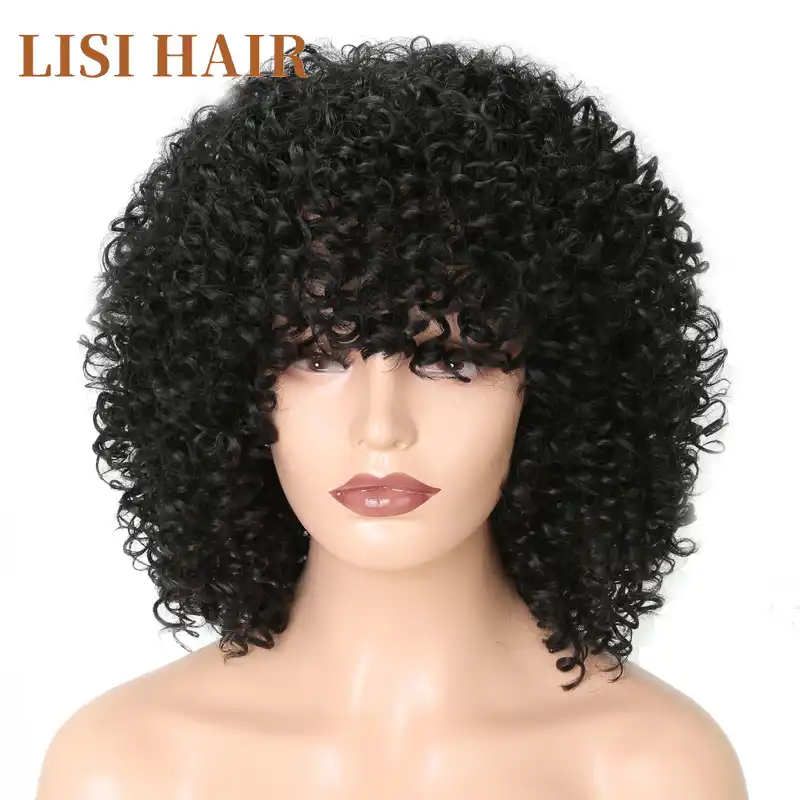 Lisi Hair Short Curly Natural Black Color Wigs For Blacck Women African Hairstyles Synthetic Hair High Temperature Fiber Wig Color Wig Wigwigs For Blacks Aliexpress