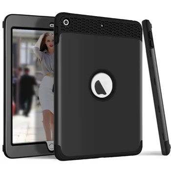 

For Coque iPad 9.7 2018 Case Heavy Duty Hybird Armor PC + Silicone Kids Shockproof Protective Shell Cover for iPad 9.7 2017 2018