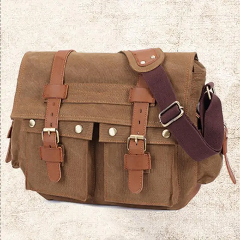 Vintage Canvas Crossbody Bag Men Military Army Messenger Bags I AM