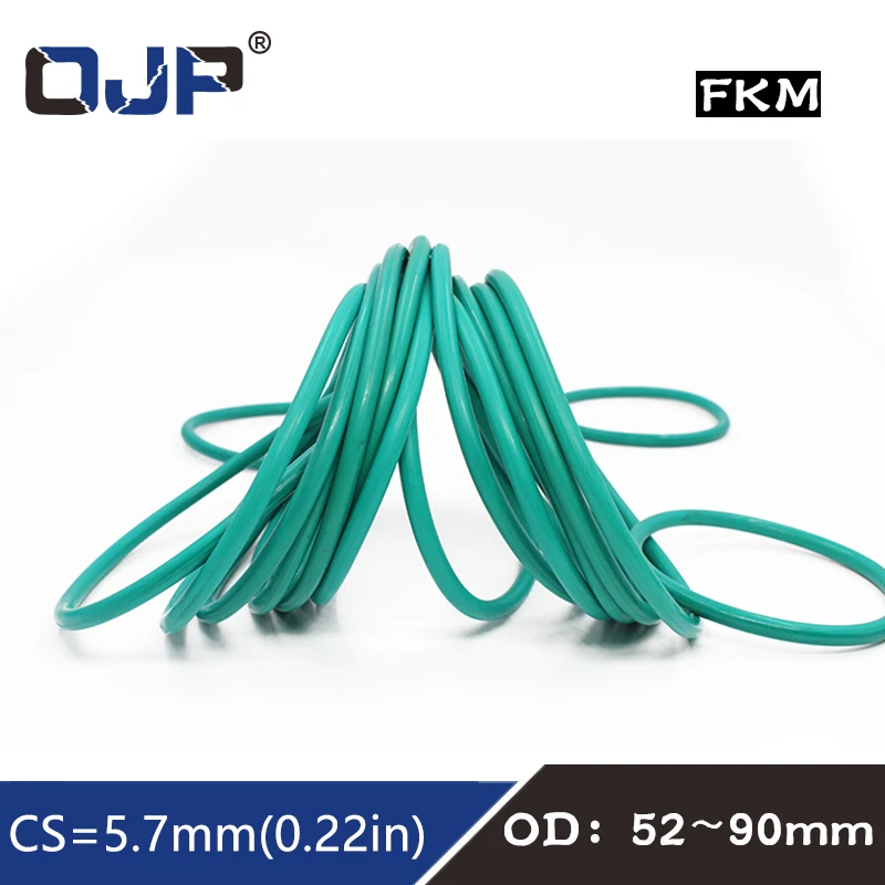 Резиновое кольцо зеленый FKM уплотнительное CS5.7mm OD52/55/60/62/65/70/75/80/85/90 мм резиновое