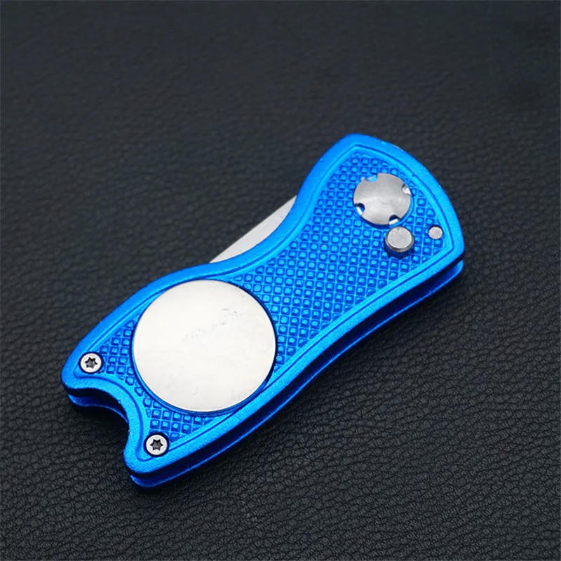 

Aluminium Divot Fork Tool with Button Magnetic Ball Marker Portable for Golf Club JT-Drop Ship