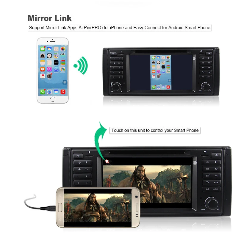 Top Eunavi Octa core Android 9.0 1 Din 4G RAM 32G ROM Car DVD player GPS navi Radio Stereo For BMW E39 1996-2003 E53 X5 with wifi bt 7