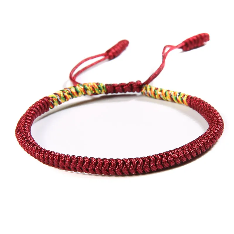 Ручной работы Тибетские буддийские хорошие счастливые браслеты с амулетами и браслеты для мужчин счастливые узлы красный Веревка Браслет "Будда" для женщин - Окраска металла: dark red mix