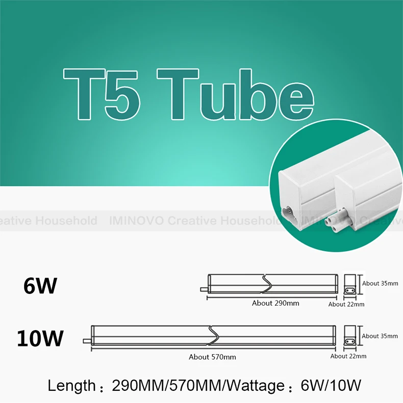 Светодиодный люминесцентный светильник T5 T8 лампа настенная лампа лампада 30 см 60 см 1ft 2ft 6 Вт 10 Вт ампулы холодный белый 110 В 220 в 240