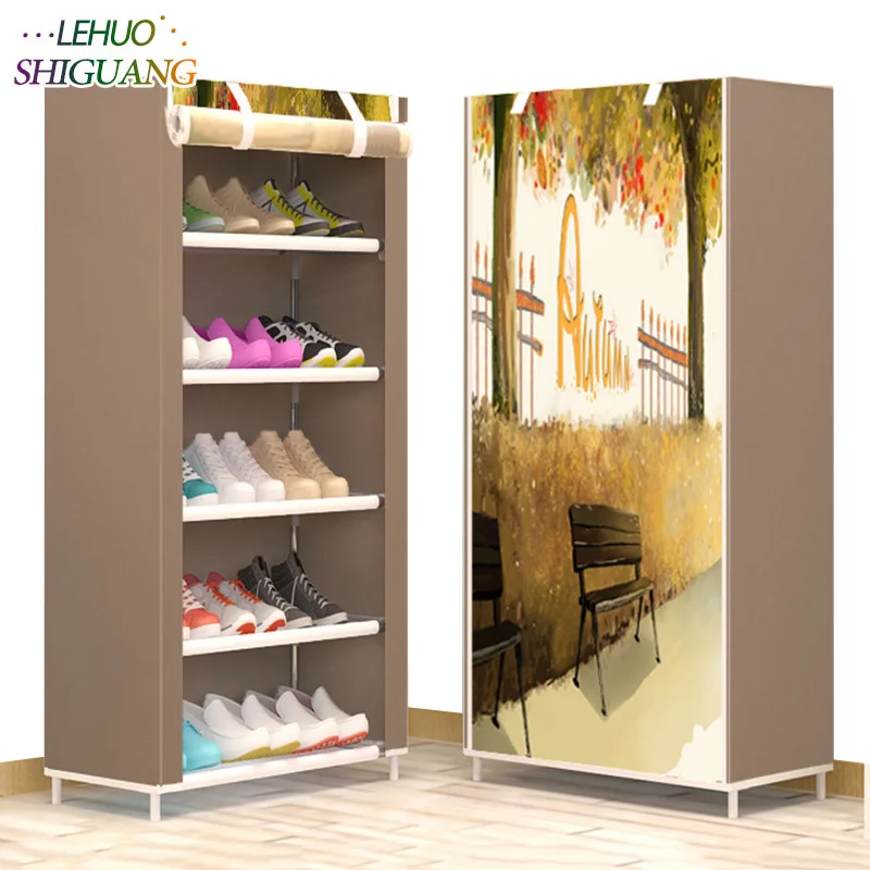 

Shoe cabinet 6-layer 5-grid Non-woven fabrics large shoe rack organizer removable shoe storage for home furniture