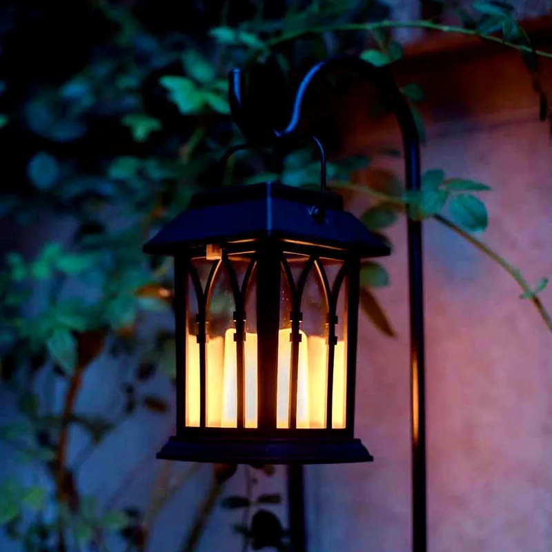 

LED Candle Light Lantern Solar Power Waterproof Outdoor Garden Lawn Path Street Hanging Lantern Lamp
