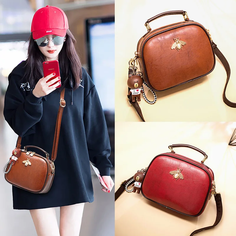 

Summer new small bag ms han edition female 2019 new fashionable joker one shoulder inclined shoulder bag leather handbag