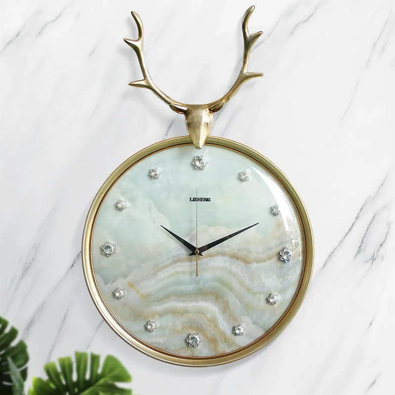 

Nordic Luxury Wall Clock Simple Modern Design 3D Hanging Decoration Marble Texture Crystal Clocks Wall Watch Home Decor 20 inch
