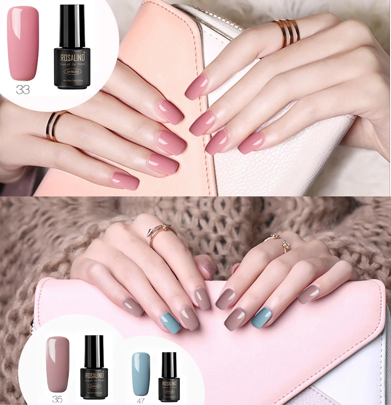 (Выберите 10) набор гель лаков ROSALIND 7 мл для маникюра чистый цветной Гель лак ногтей