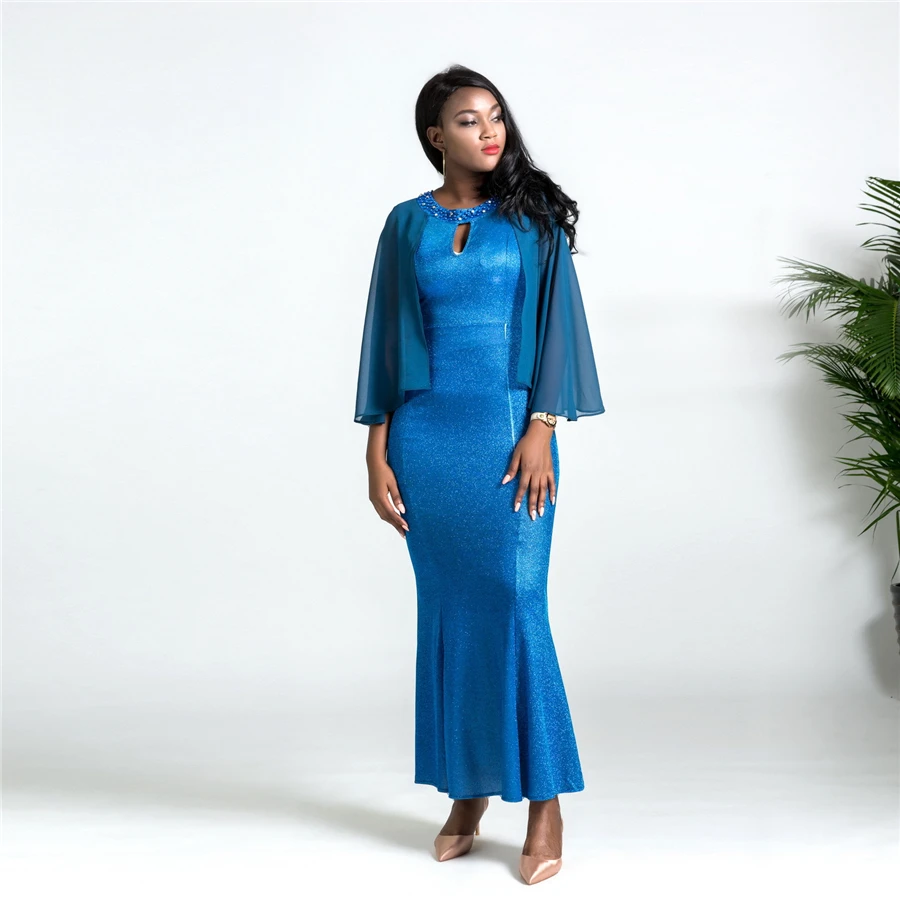 BAIBAZIN New African sleeveless mesh openwork fishtail dress elegant elegant dress Plus size L-XXL