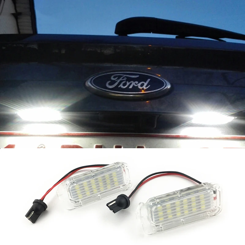 2x безотказный светодиодный светильник для номерного знака 2835SMD белый для Ford Focus Fiesta Mondeo MK4 Kuga Galaxy S-max C max Mk2 DA3 MK3 MK5 MK6