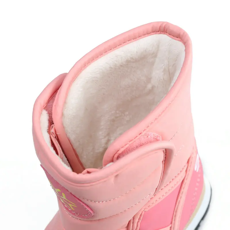 Girls pink boots mid-calf kids 3 4 5 6 7 years old cute looking warm late autumn and winter boots waterproof PU upper free shipp