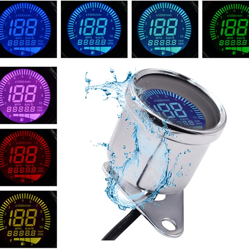 Universal Motorcycle Digital Led Lcd Odometer Speedometer