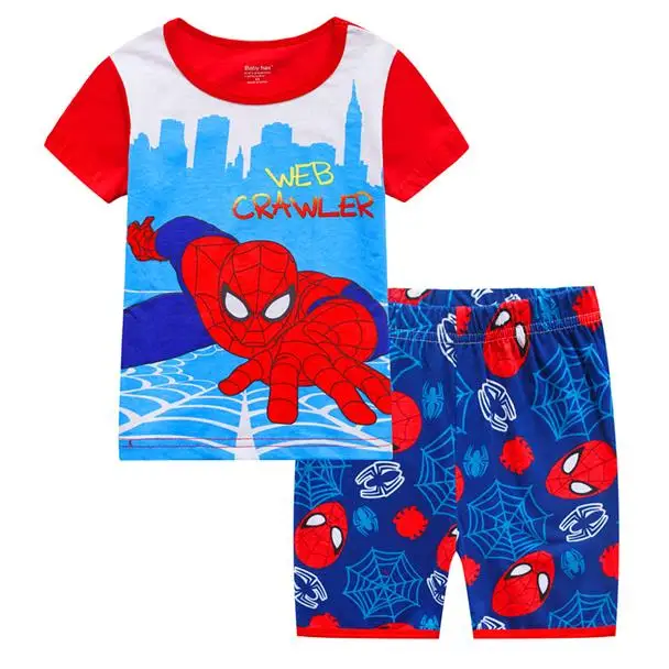 Летний детский комплект для сна для девочек, детские пижамные комплекты топы с короткими рукавами и принтом+ штаны, 2 предмета, домашняя одежда для сна, костюм DG4664