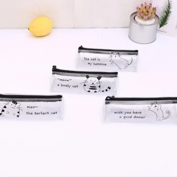 

1 Pcs Cute Animal Cat Transparent Waterproof Large Capacity Pencil Bags Stationery Storage Organizer Pencil Case Stationery