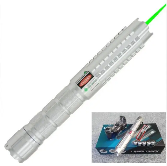 Powerful 50000m Green Lazer Pointer High Power 532NM Bright Single Point Laser Focuse Burning Match with 5 Caps Box |