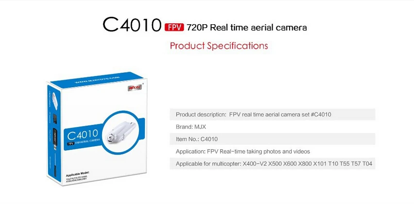 Новейшее обновление C4010 FPV WI-FI 720 P HD Камера для MJX X400-V2 X500 X600 X800 X101 зарядное