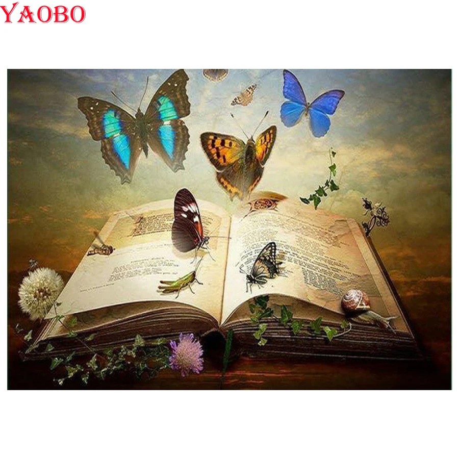 

Full Square/Round resin drill,DIY 5D Diamond Painting"Butterfly book" Diamond Embroidery Rhinestone Pictures Diamond Mosaic sale