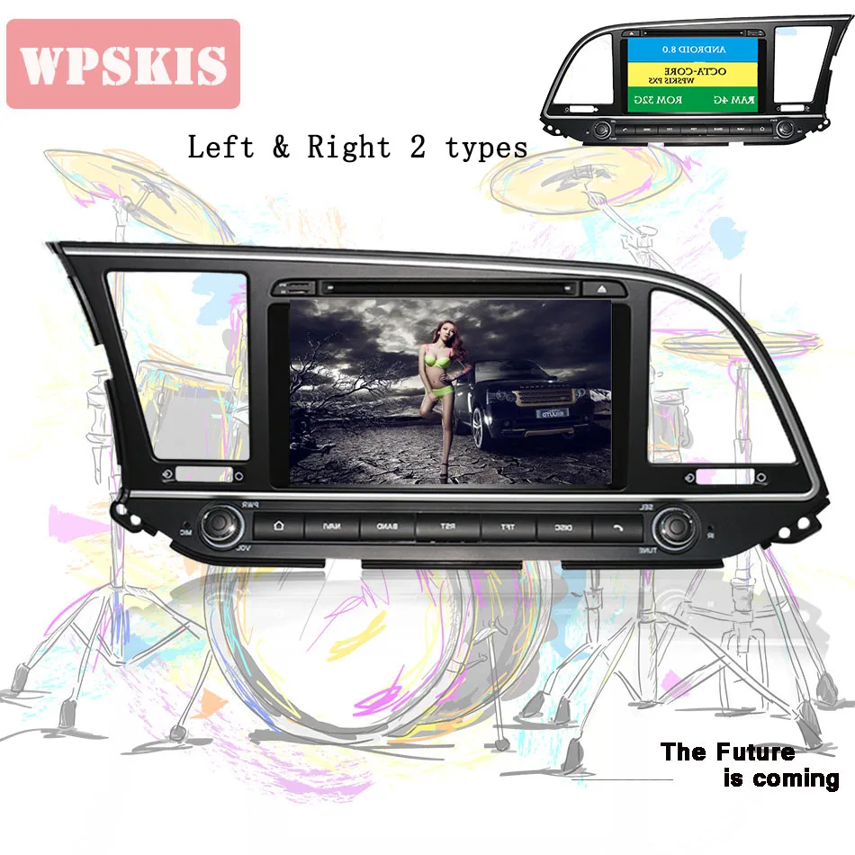 

OCTA CORE android 9.0 car dvd gps player 1024*600 For HYUNDAI ELANTRA 2016 2017 2018 Gps Navigaiton Stereo Head Unit Audio Video